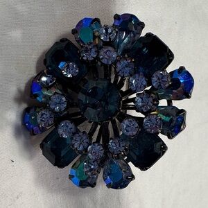 Dazzling Teal and Blue Gemstone Brooch